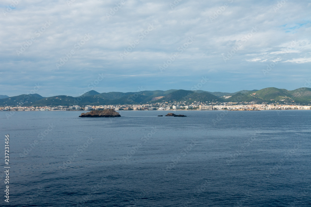 The coast of the island of ibiza from a boat