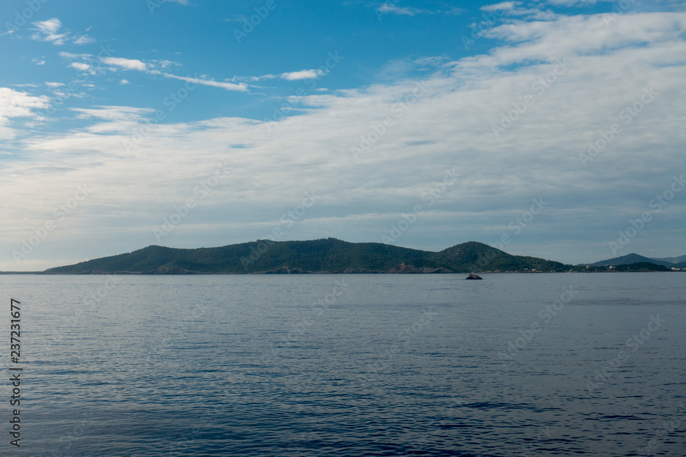 The coast of the island of ibiza from a boat