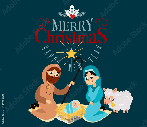 Baby Jesus born in Bethlehem scene in holy family