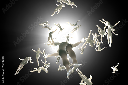 Fotografia 3D rendered illustration of Souls of deceased People streaming into the white light and afterlife of heaven