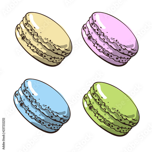 Hand drawn sketch with french dessert petit fours