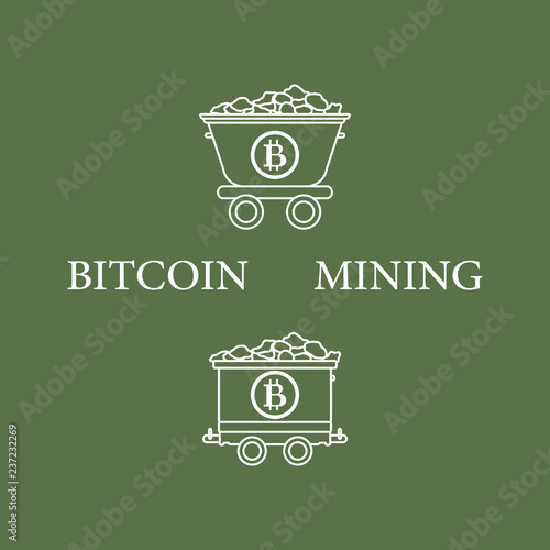 Mining bitcoins trolleys with ore.