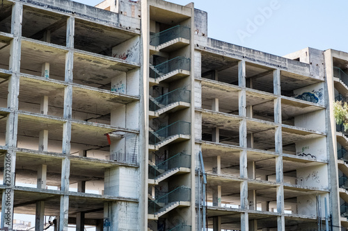 Concrete abandoned building framework.