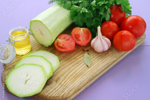 fresh vegetables on cutting board