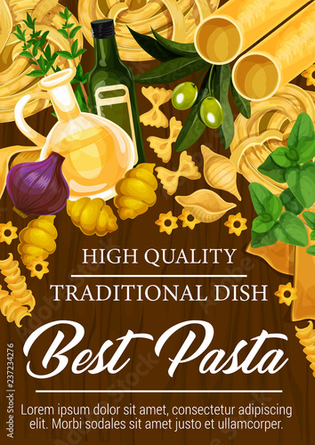 Pasta from Italian cuisine poster with seasonings