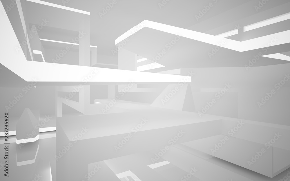 Abstract white interior highlights future. Architectural background. 3D illustration and rendering Abstract white interior highlights future. Architectural background. 3D illustration and rendering