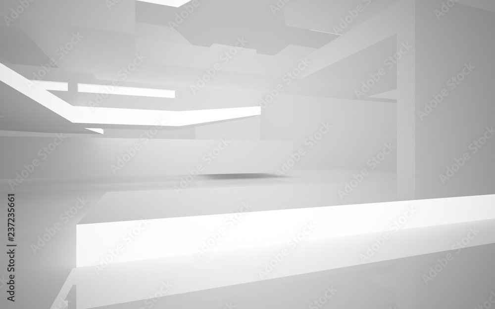 Abstract white interior highlights future. Architectural background. 3D illustration and rendering Abstract white interior highlights future. Architectural background. 3D illustration and rendering