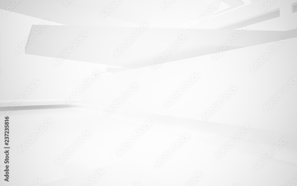 Abstract white interior highlights future. Architectural background. 3D illustration and rendering Abstract white interior highlights future. Architectural background. 3D illustration and rendering