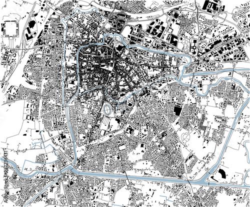Mappa satellitare di Padova, Veneto, Italia, strade della città. Stradario e mappa del centro città. 