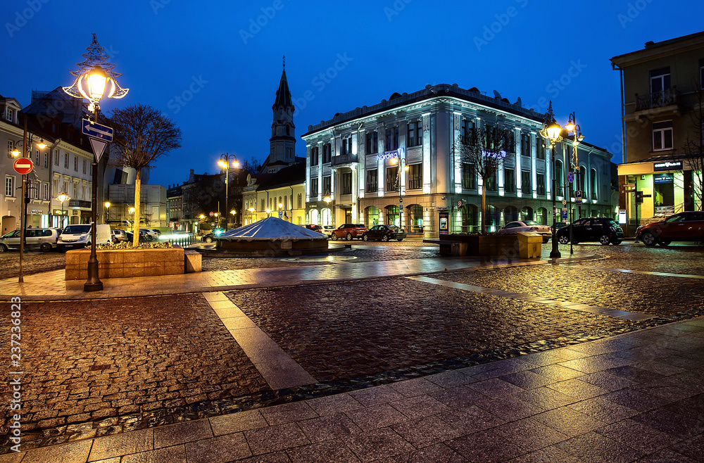 Vilnius square at night