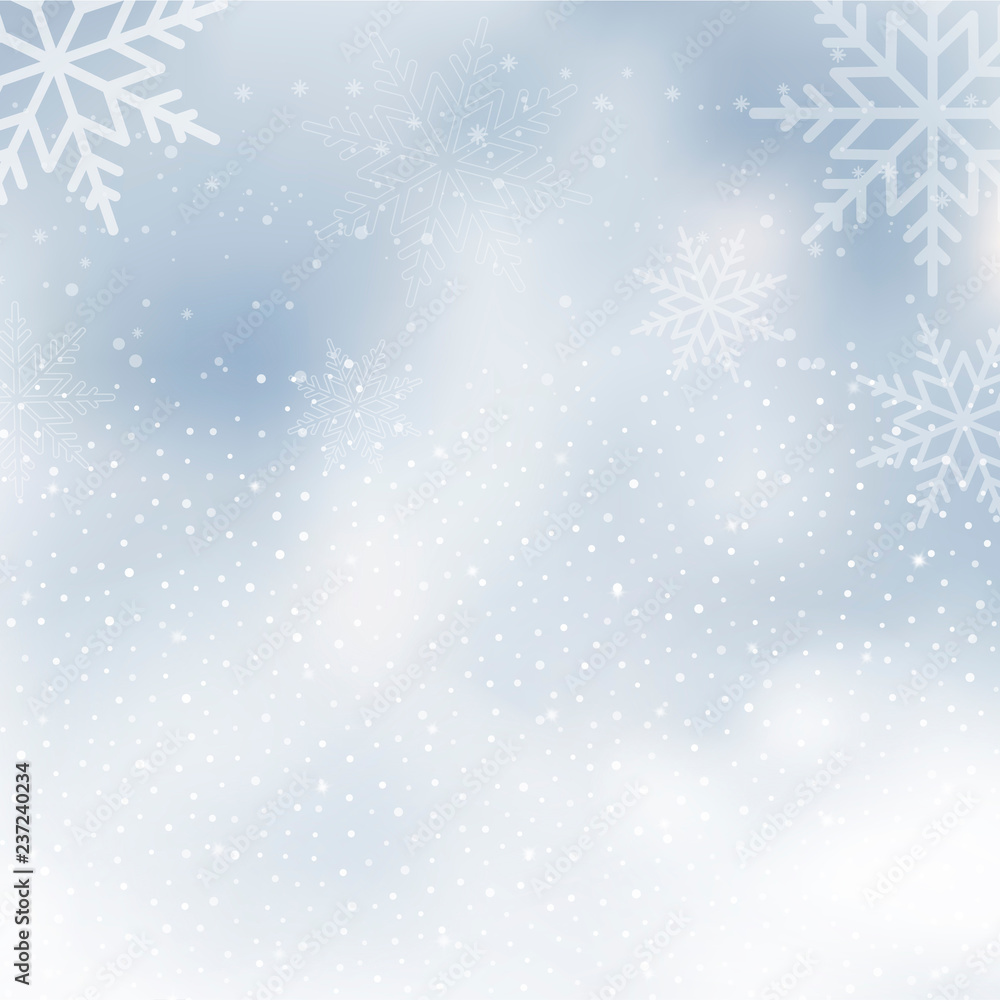 Fototapeta premium Winter background with cloudy and snowed sky. Vector.