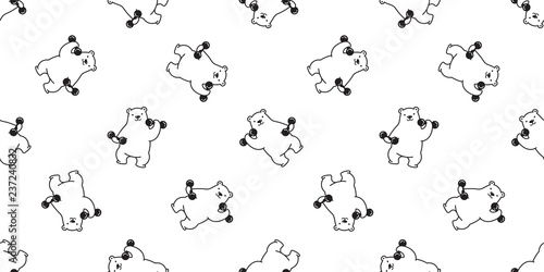 bear seamless pattern vector polar bear panda teddy weight training gym sport isolated tile background