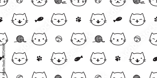 cat seamless pattern kitten paw cat toy vector scarf isolated background repeat wallpaper