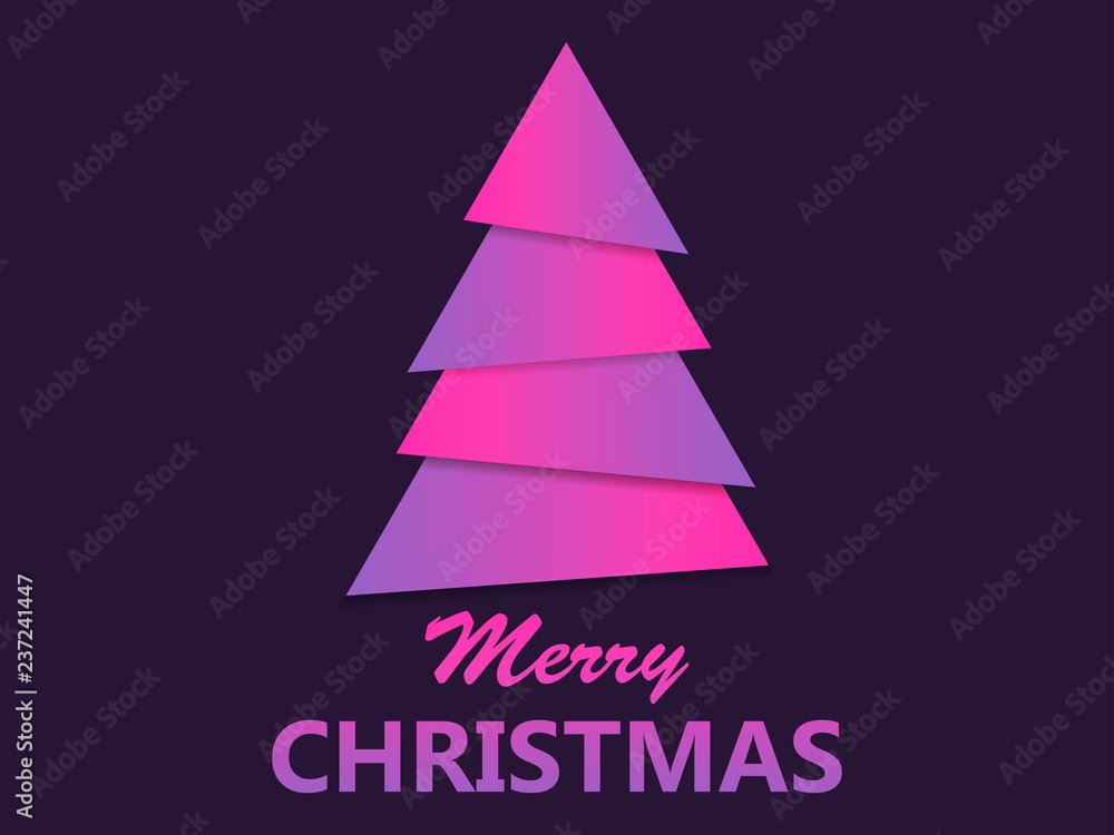 Merry Christmas. Paper Christmas tree purple gradient, papercut style. Vector illustration Merry Christmas. Paper Christmas tree purple gradient, papercut style. Vector illustration