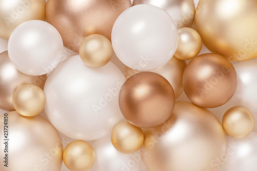 Festive background of metallic Christmas balls