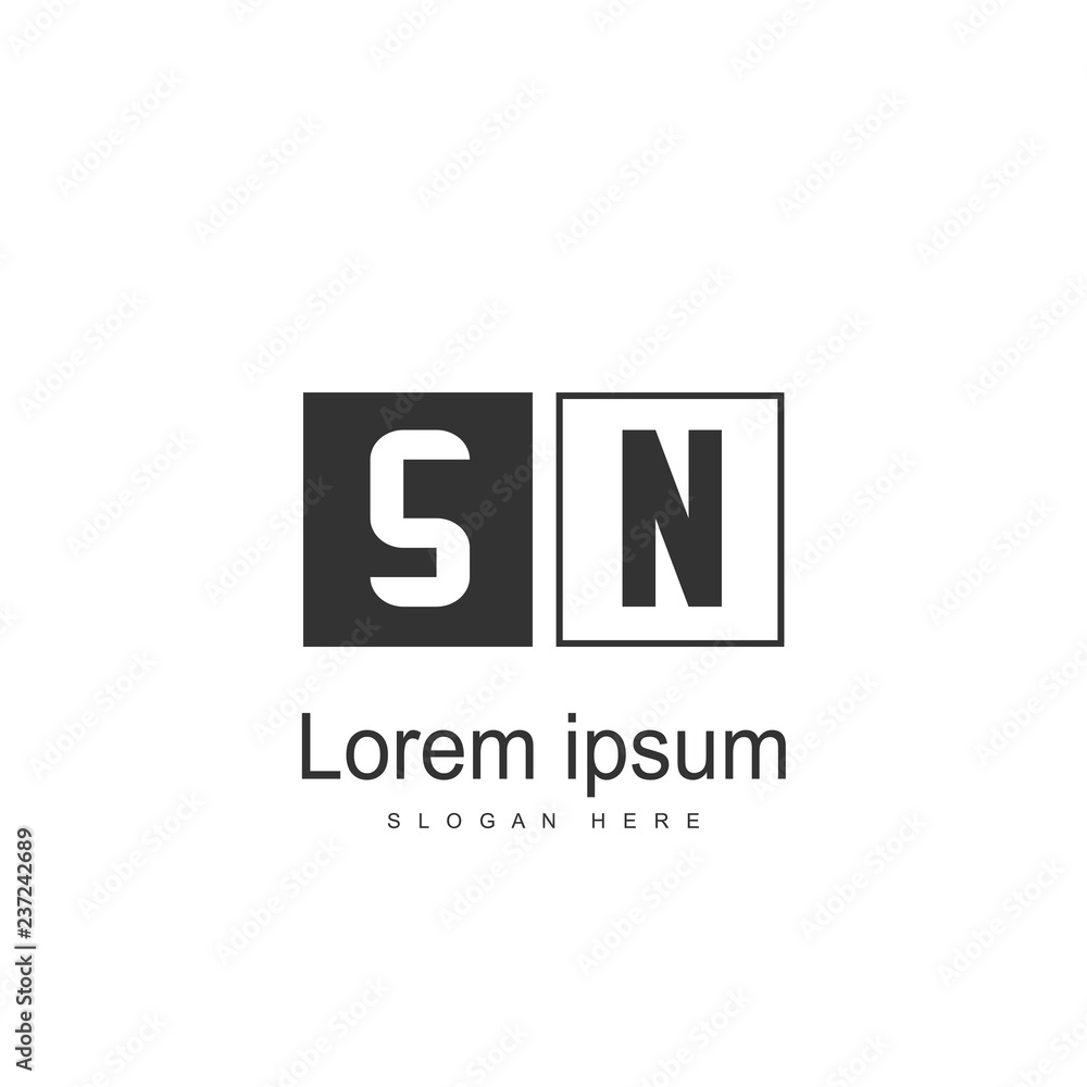 Initial letter SN Logo Template. Minimalist letter logo Initial letter SN Logo Template. Minimalist letter logo