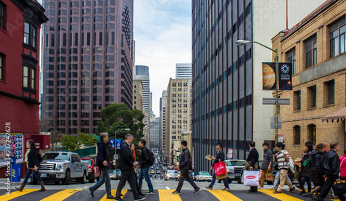 People crossing the street in San Francisco