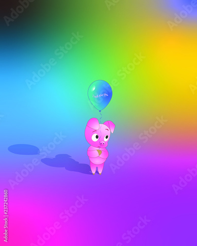 Pig poster New Year. Colorful cover trendy design template.Design industry for posters, placards,banners, flyers.