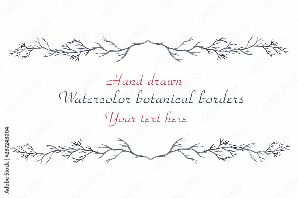 Fototapeta premium Watercolor decorative botanical borders