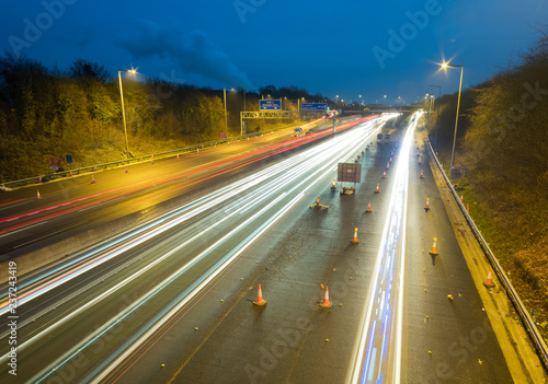 Motorway lane at night long exposure