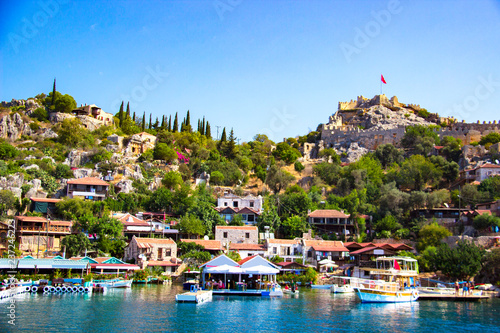 Ancient village of Simena on the shores of the Mediterranean Sea in the Kekova area of the Antalya province photo