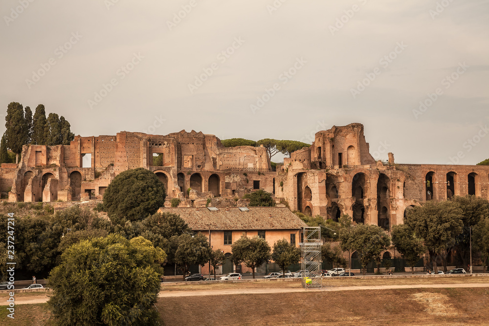 Ruins of Circus Maximus in Rome, Italy