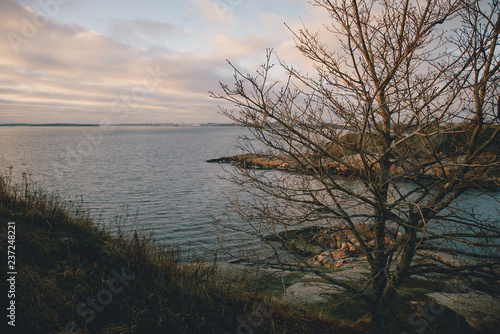 sunset landscape over the river