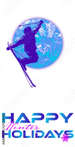 Skifahrer bei frostigem Vollmond