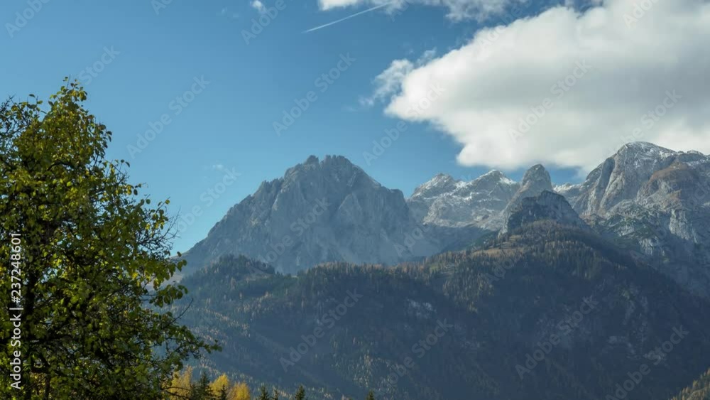 TL time lapse of clouds over the Hochkoenig mountains in Salzburg, Austria, seen from Pfarrwerfen and Werfenweng in autumn TL time lapse of clouds over the Hochkoenig mountains in Salzburg, Austria, seen from Pfarrwerfen and Werfenweng in autumn