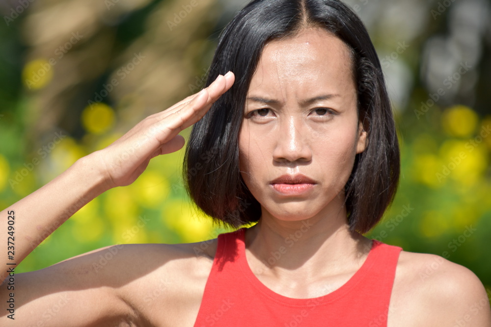Adult Female Saluting