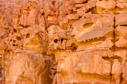 terrible texture of the walls in the canyon "World of the Red", Lost Land Egypt, Taba