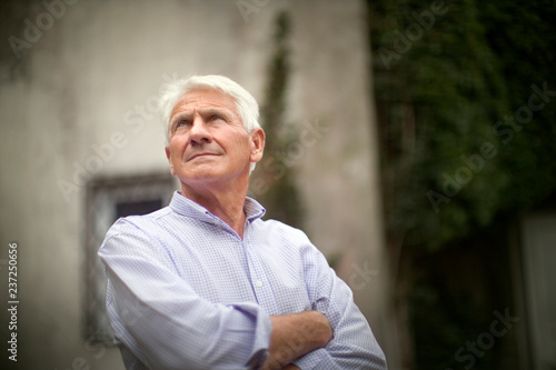 Portrait of and elderly man in thought. photo