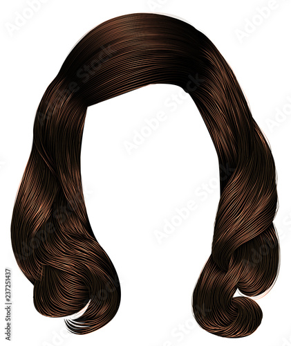  trendy woman long hairs brunette brown brunette colors.beauty fashion .  realistic  graphic 3d.retro.children's hairstyle