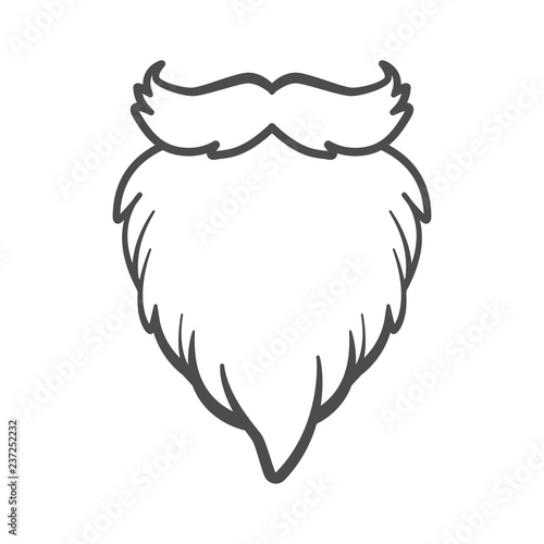 White furry vector Santa Claus beard isolated