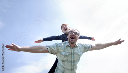 happy son and father
