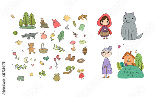 Set with Little Red Riding Hood fairy tale