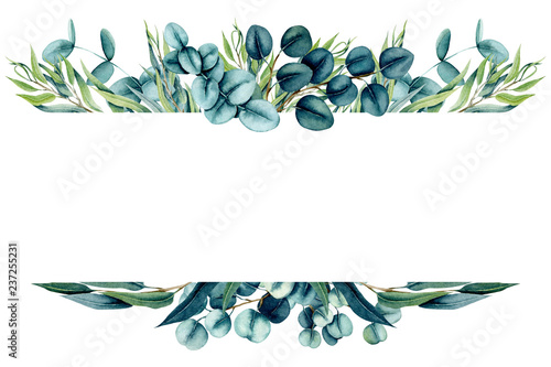 Herbal Frame with Watercolor Eucalyptus