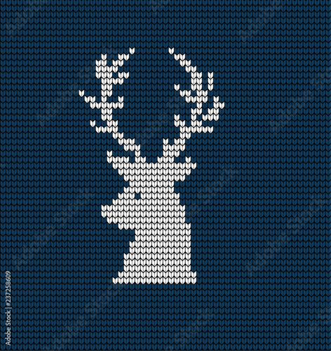 Knitted Christmas and New Year pattern Norwegian style , illustration