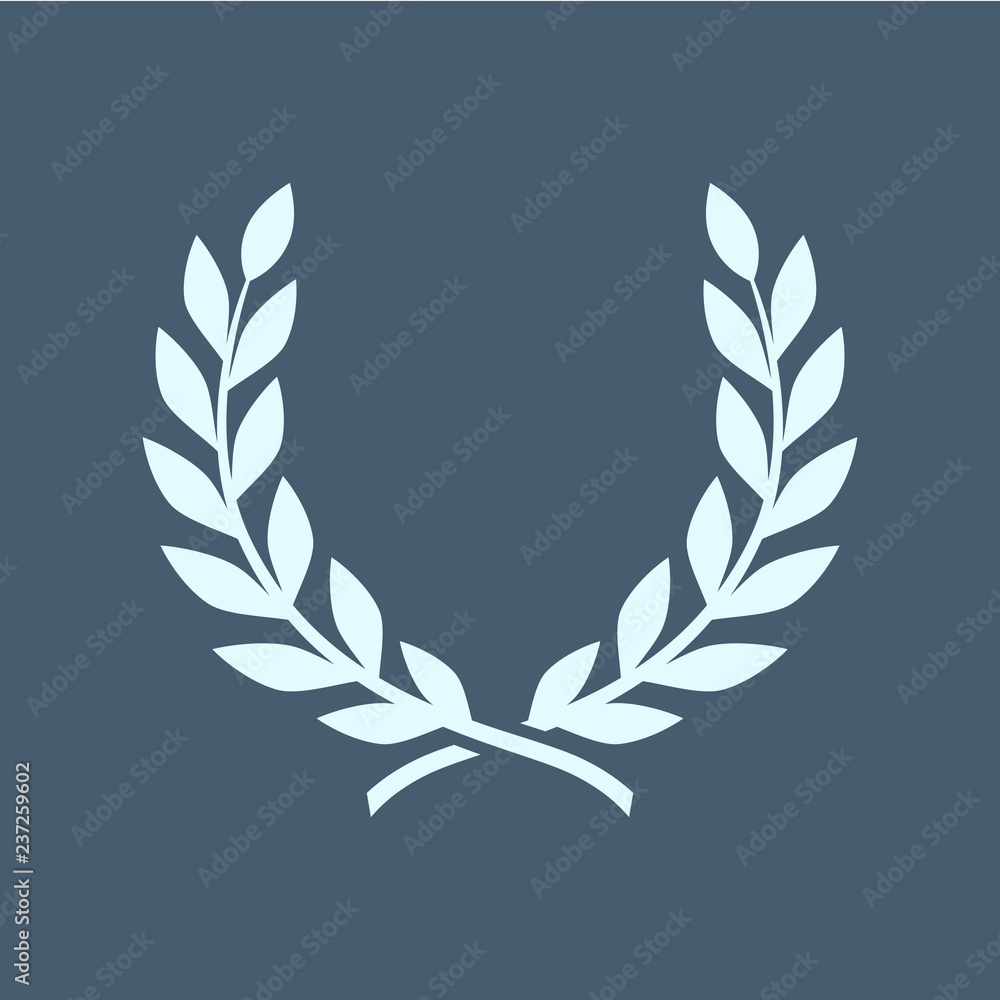 Branches of olives, symbol of victory, vector illustration, flat silhouette icon, object for design, laurel, wreath, awards, roman, victory, crown, winner.