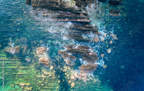 Aerial view of a rocky coast photo