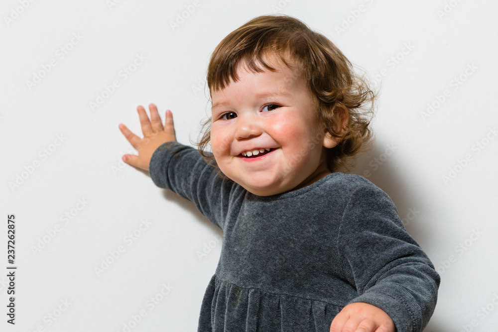 Happy Baby Girl Studio Portrait on White Background Happy Baby Girl Studio Portrait on White Background