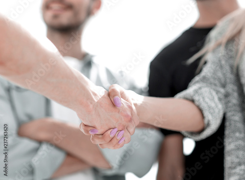 Close-up Shaking Hands.Man and woman