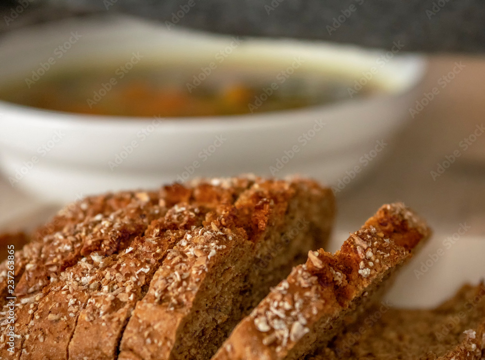 Irish wheaten bread with soup