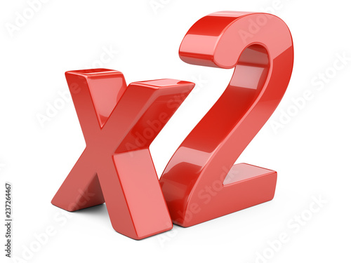 3D red inscription "x2".