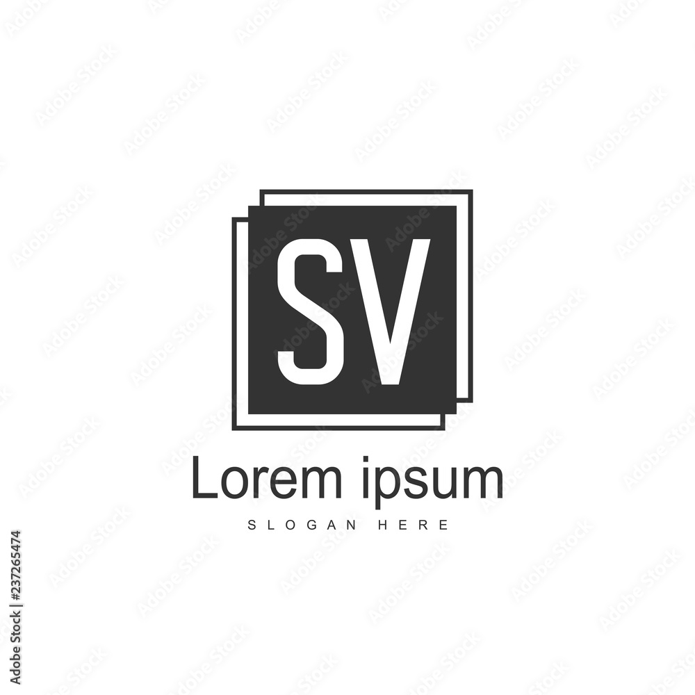 Fototapeta premium Initial letter SV Logo Template. Minimalist letter logo