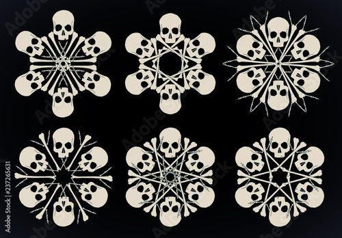 Skulls and bones jolly snowlakes
