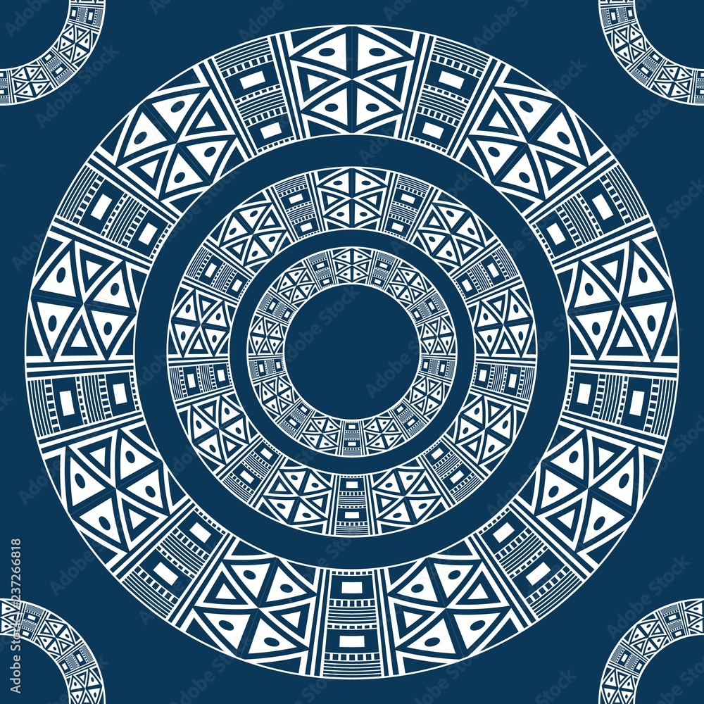Ethnic round ornament. Pattern of ancient America Ethnic round ornament. Pattern of ancient America