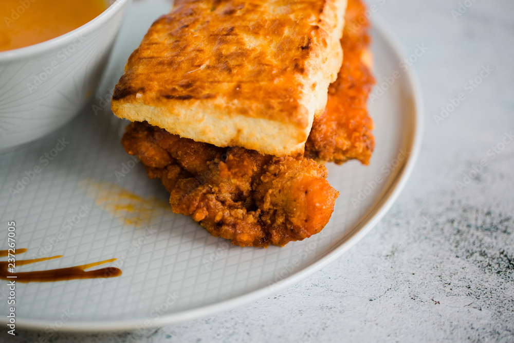 Butternut Squash Soup and Fried Chicken Biscuit Butternut Squash Soup and Fried Chicken Biscuit