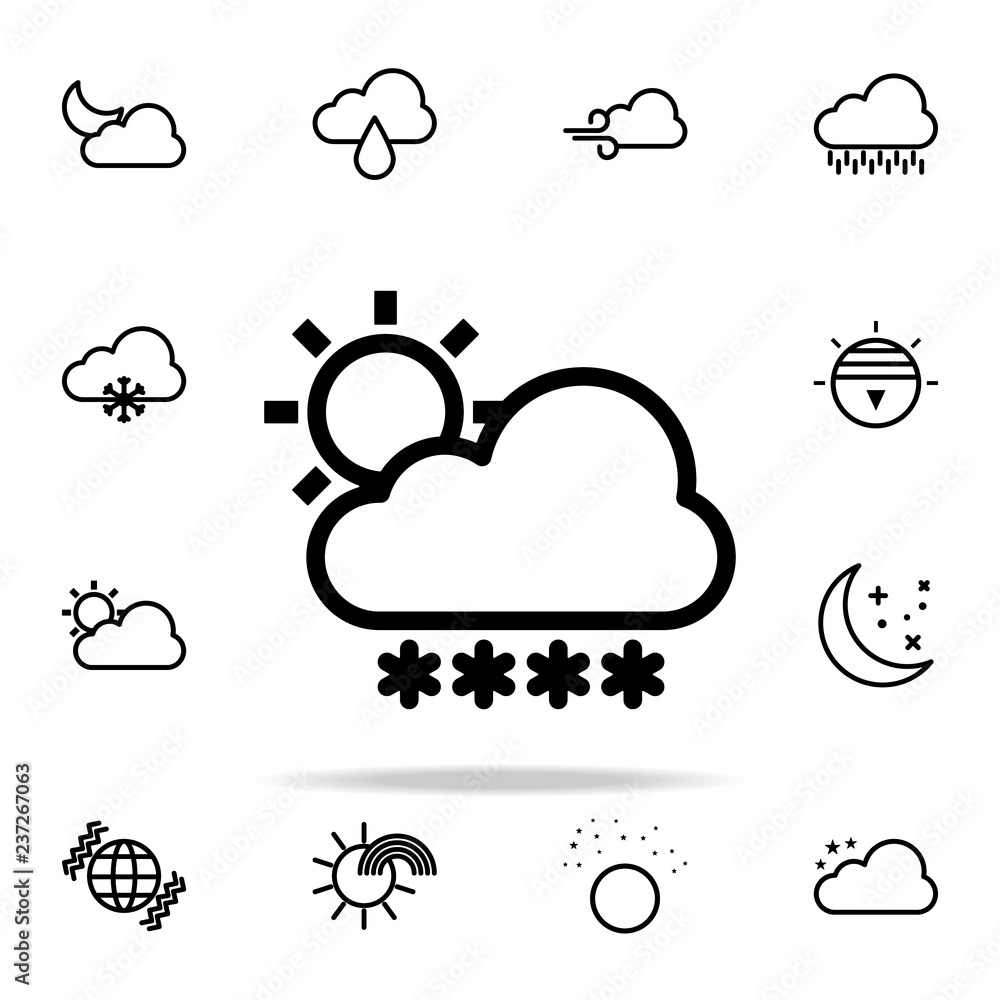 cloudy sun snow sign icon. weather icons universal set for web and mobile cloudy sun snow sign icon. weather icons universal set for web and mobile