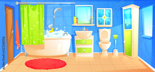 Bathroom design interior room with ceramic furniture background template. 